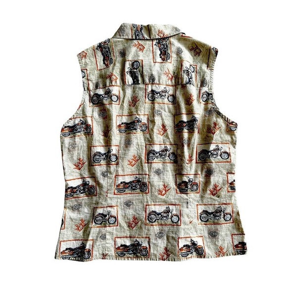 Harley Davidson Sleeveless Button Down Sz M - Picture 2 of 4